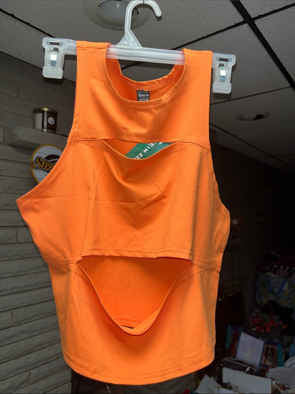 SHEIN Bright Orange Cutout Athletic Crop Top